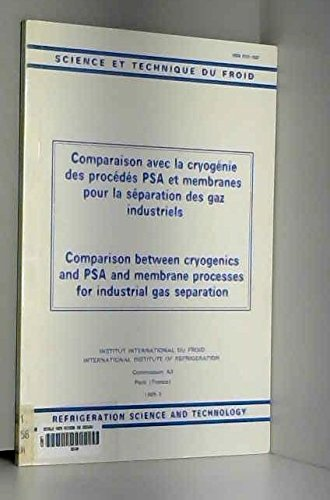 Comparaison avec la cryogénie des procédés PSA et membranes pour la séparation des gaz industriels - Réunion de la commission A3 (24/10/1989 - 25/10/1989, Paris, France).