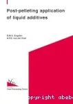 Post-pelleting application of liquid additives