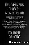De l'univers clos au monde infini